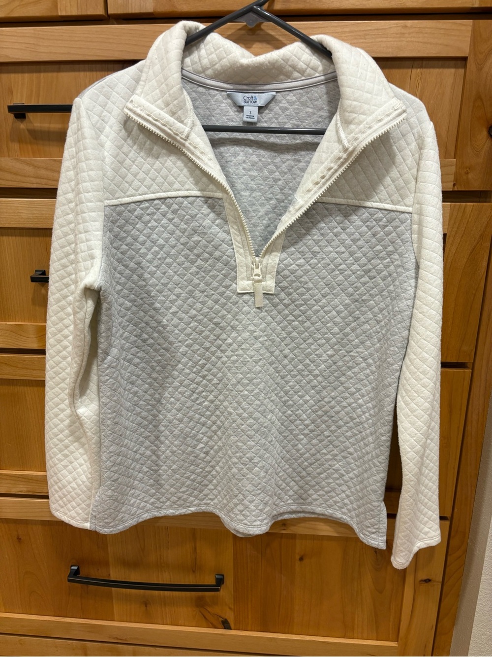 croft & barrow Cream Quilted Quarter-Zip Turtleneck Pullover
